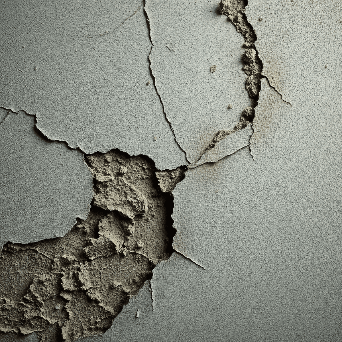Close-up of a cracked textured wall showing old materials with warning symbols overlaid in a soft cautionary color palette.